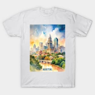 Austin City watercolor painting T-Shirt